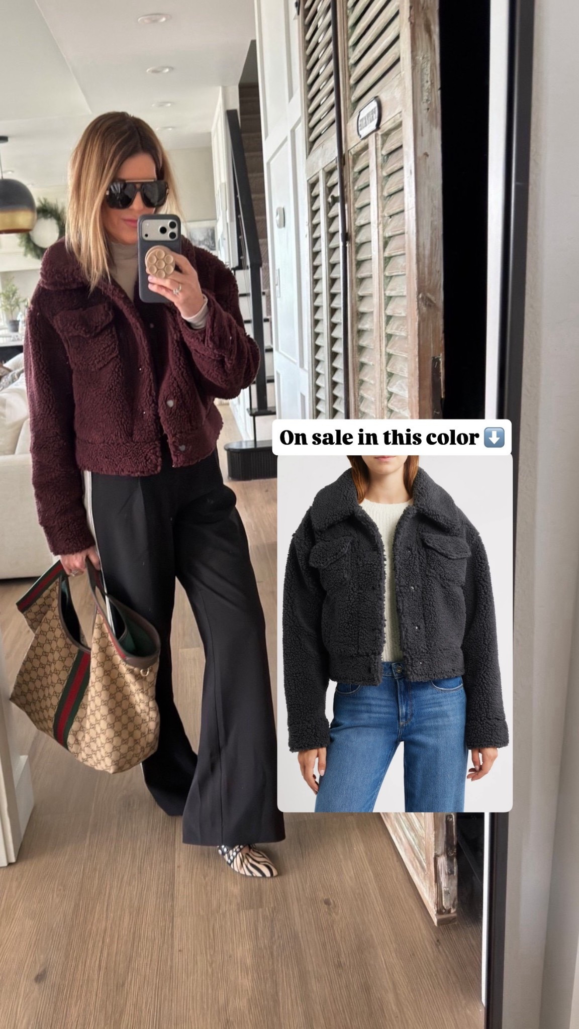 A favorite jacket all winter long! I’m in a size small. On sale now! Ugg trucker 