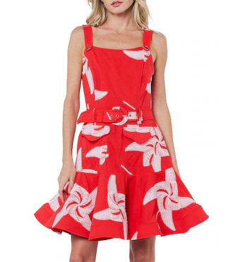 CIEBON Alivia Pinwheel Embroidered Square Neck Sleeveless Flared Hem A-Line Mini Dress | Dillard'... | Dillard's