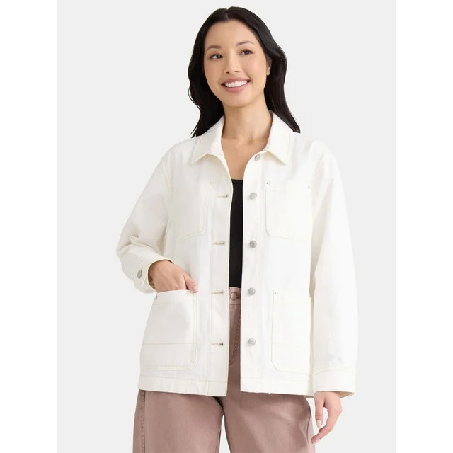 Time and Tru Women's and Women’s Plus Denim Chore Jacket, Sizes XS-4X | Walmart (US)