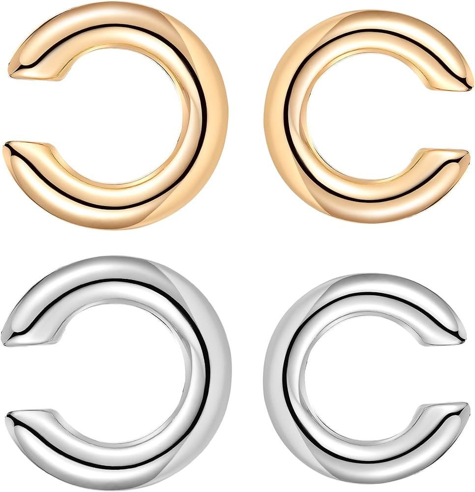 Vikeney Ear Cuff Clip on Earrings Small Gold/Silver Chunky Cartilage Ear Cuff Earrings for Women ... | Amazon (US)