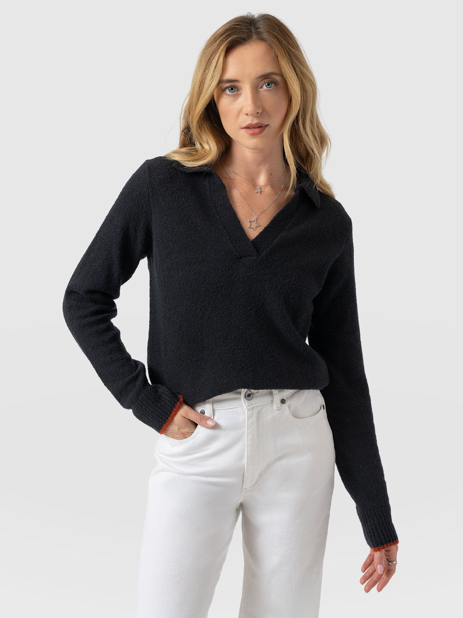 Delphi Polo Knit - Black | Saint + Sofia