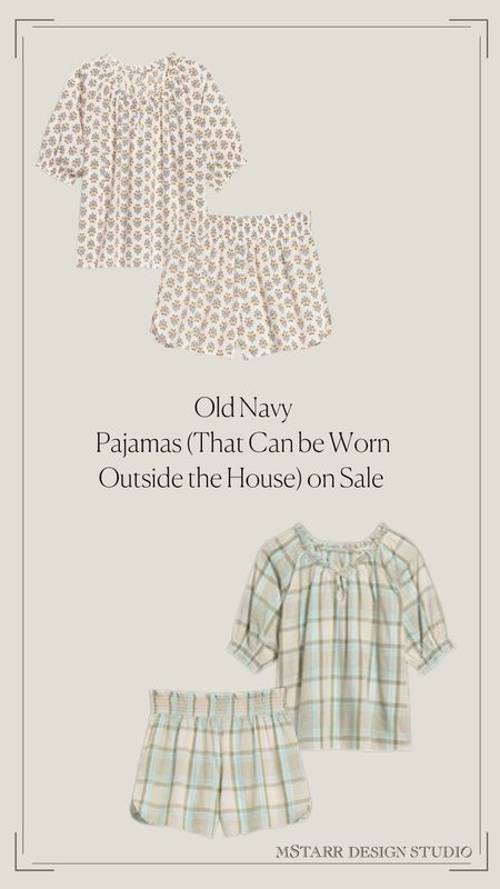 Old Navy pajamas (that can be worn outside the house) on sale. 

Pj’s, pajamas, block print, womens clothes, womens fashion, sale  

#LTKunder50 #LTKstyletip #LTKsalealert
