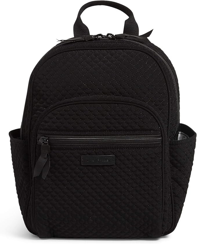 Vera Bradley Women's Microfiber Small Backpack, True Black, One Size | Amazon (US)