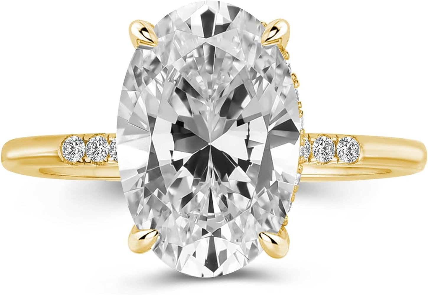 3.5 Carat Elongated Oval Cut Engagement Ring for Women Gold Plated 925 Sterling Silver Simulated ... | Amazon (US)