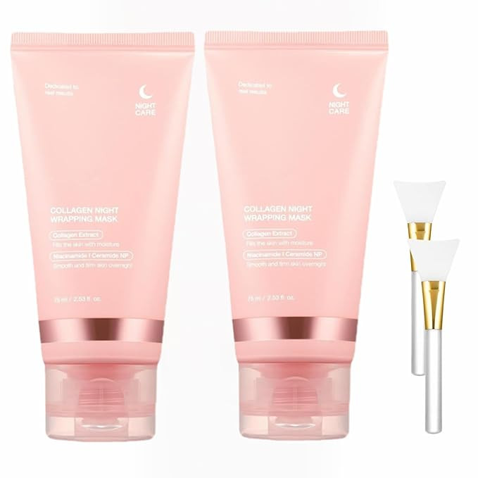 Collagen Face Mask - Collagen Overnight Wrapping Mask - for Glowy Skin, Reduces Fine Lines & Dull... | Amazon (US)