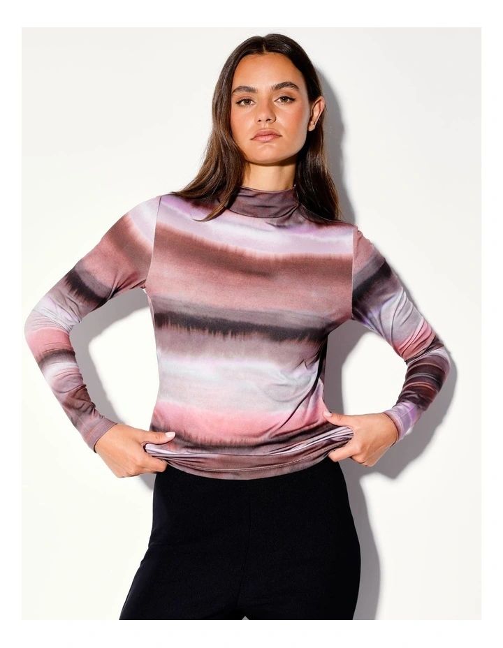 Recycled Blend High Neck Long Sleeve Tee in Pink | Myer