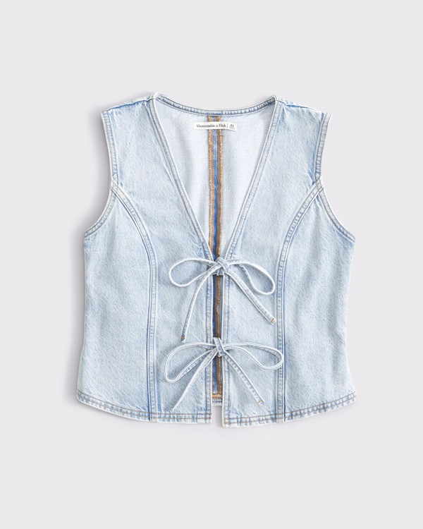 Tie-Front Denim Vest | Abercrombie & Fitch (US)
