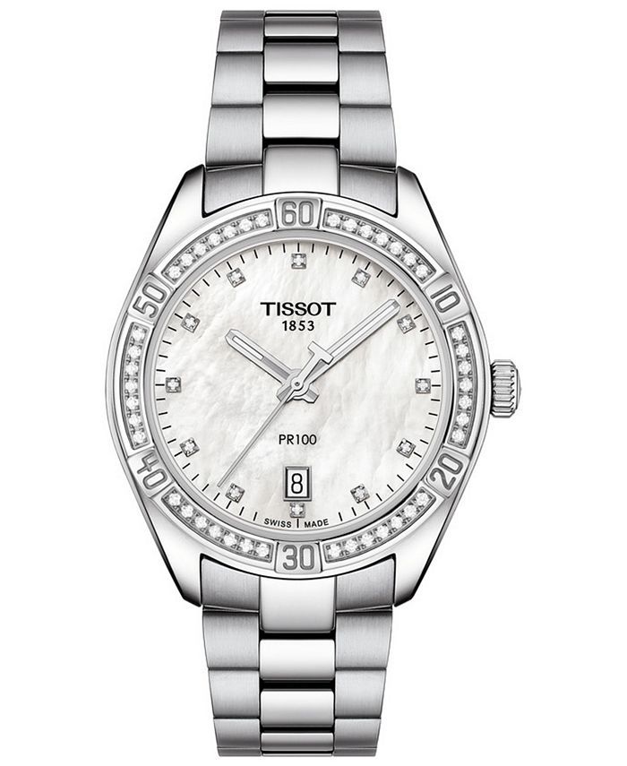 Women's Swiss PR 100 Sporty Chic Diamond-Accent Stainless Steel Bracelet Watch 36mm - A Special E... | Macys (US)