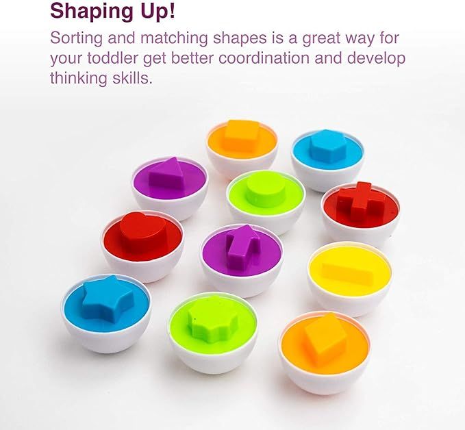 Toddler Toys - Color Matching Egg Set - Educational Color, Shapes and Sorting Recognition Skills ... | Amazon (US)