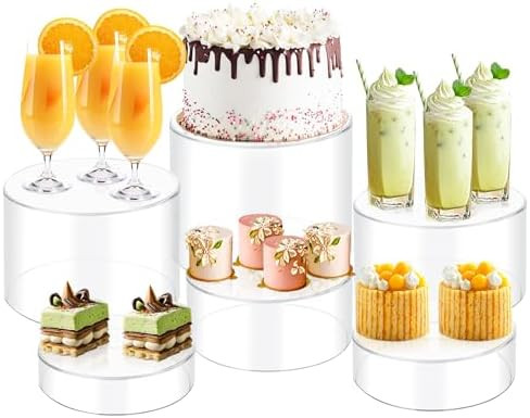 6Pcs Buffet Risers, Food Risers for Buffet, Acrylic Boxes for Display Round Riser Display Cases A... | Amazon (US)