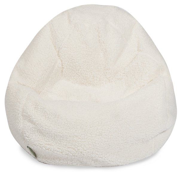 Majestic Home Goods Indoor Outdoor All Sherpa Solid Large Classic Bean Bag Chair 35 in L x 35 in ... | Walmart (US)