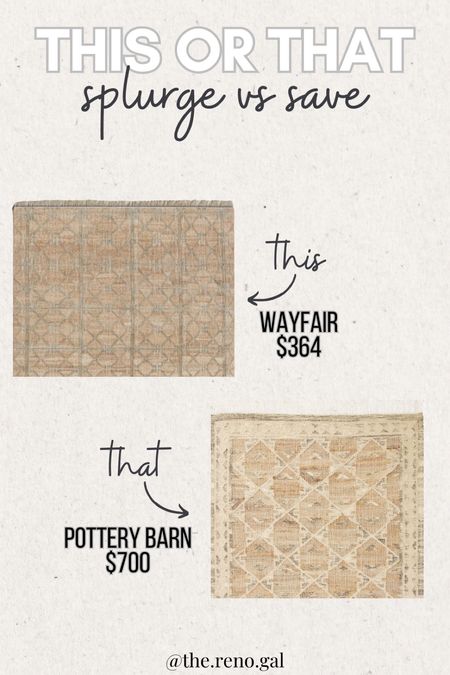 This or that dupe finds! This or that splurge finds! Look for less. Pottery Barn dupe find. 

Arroyo rug, wool rug, neutral rug, large area rug, geometric rug, khaki sage area rug, rug with tassels 


#LTKstyletip #LTKsalealert #LTKhome