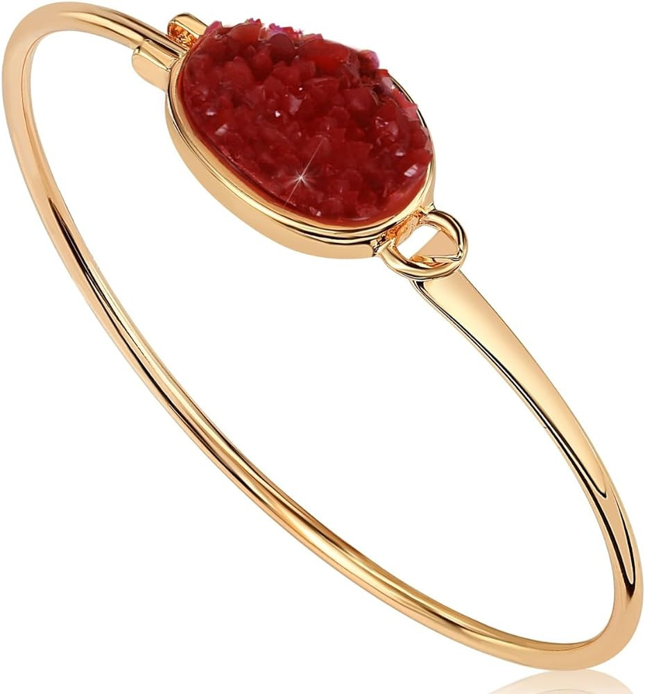 Humble Chic NY Simulated Druzy Cuff Bracelets for Women - Boho Stackable Bangle Bracelet, Plated ... | Amazon (US)
