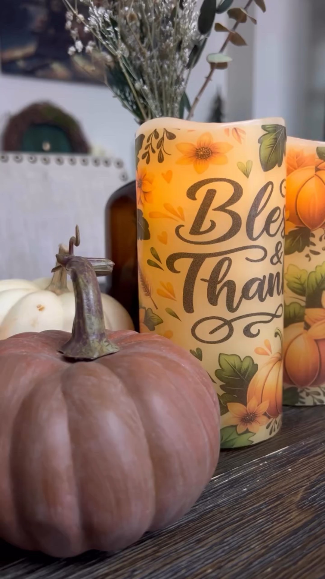 My Thanksgiving table this year! Love these LED candles, pumpkins, dried flower centerpiece, and lanterns. 

#LTKHoliday #LTKCyberWeek #LTKHome