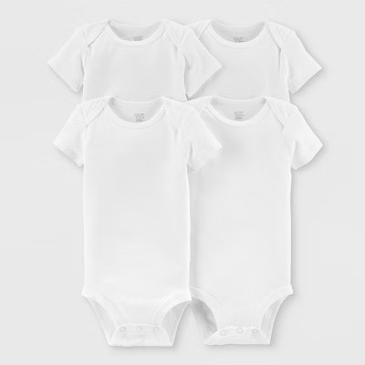 Baby 4pk Short Sleeve Bodysuit - Just One You® made by carter's White | Target