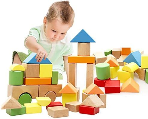 Lewo Large Wooden Blocks Construction Building Toys Set Stacking Bricks Board Games 32 Pieces | Amazon (US)