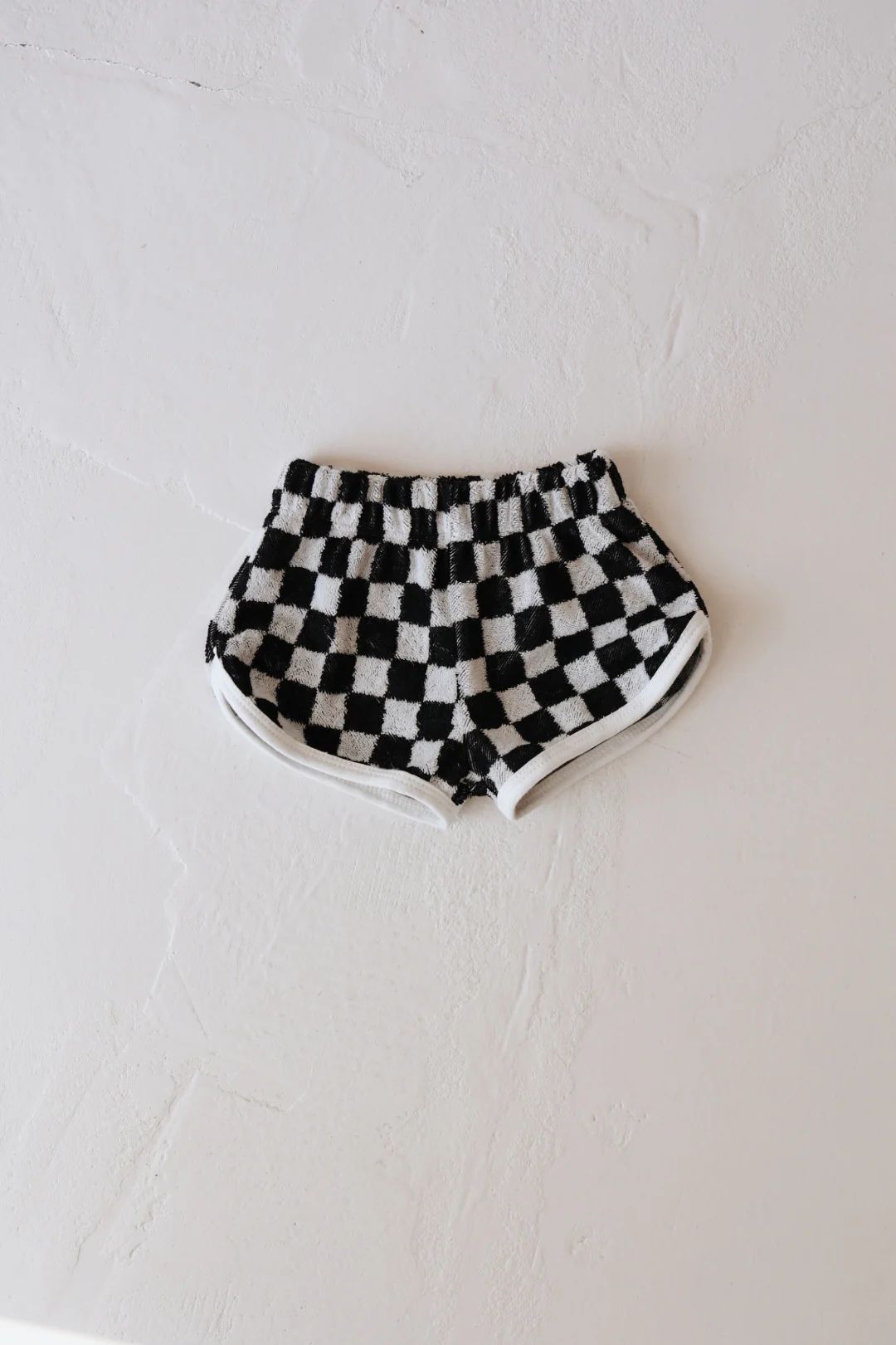 Black and White Checker | Children's Terry Cloth Shorts | Forever French