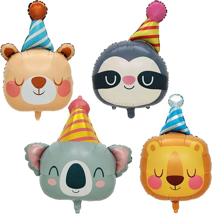 Lion Bear Koala Sloth Foil Animal Balloons Kids Baby Shower Birthday Party Supplies Children Jung... | Amazon (US)