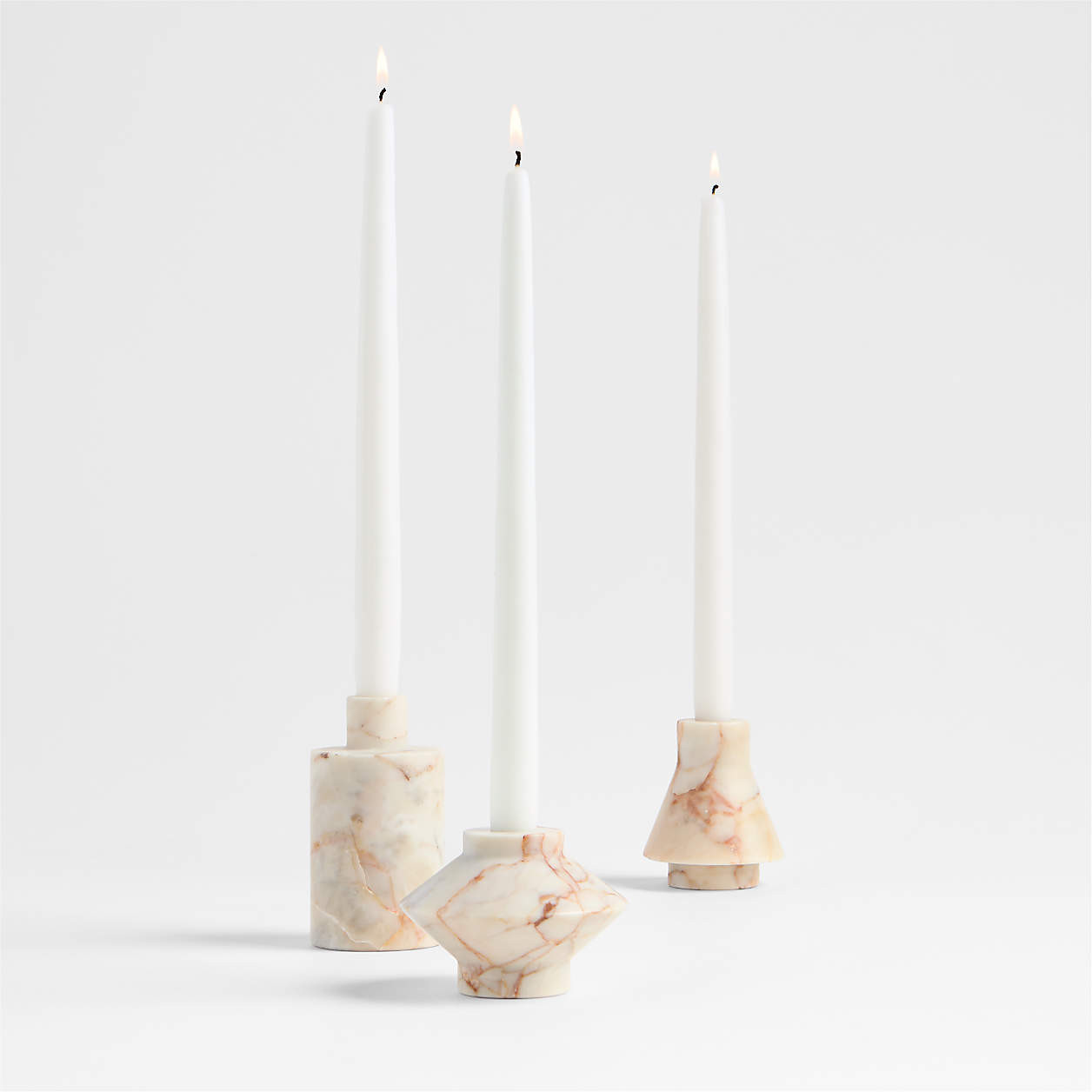 Isola Red Marble Taper Holder, Set of 3 | Crate & Barrel | Crate & Barrel