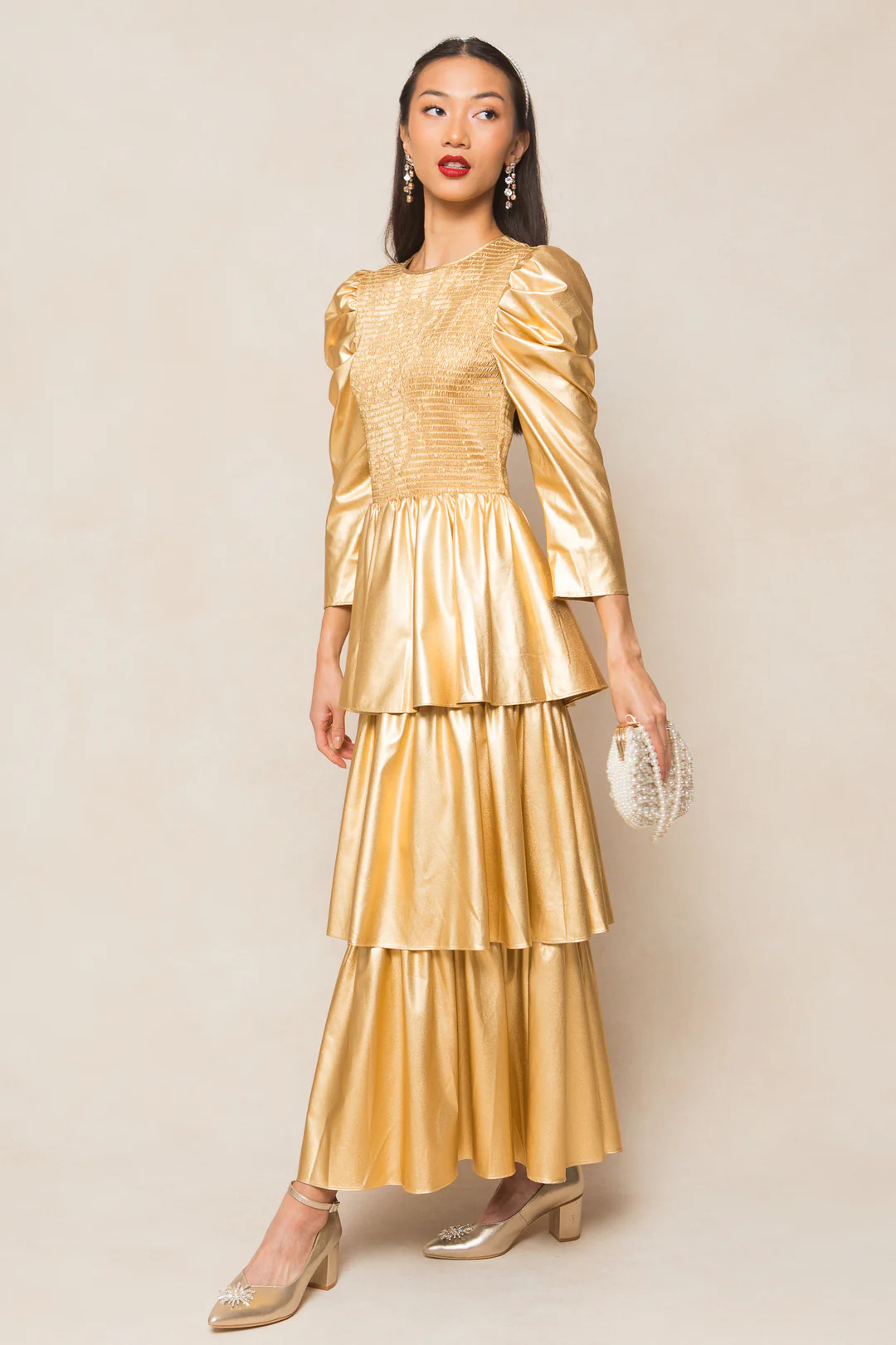 Circe Dress in Metallic Gold | Ivy City Co
