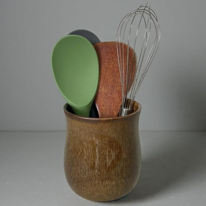 Short Kitchen Utensil Holder for Kitchen Counter, Ceramic Small Utensil Crock & Vase & Holder for... | Amazon (US)