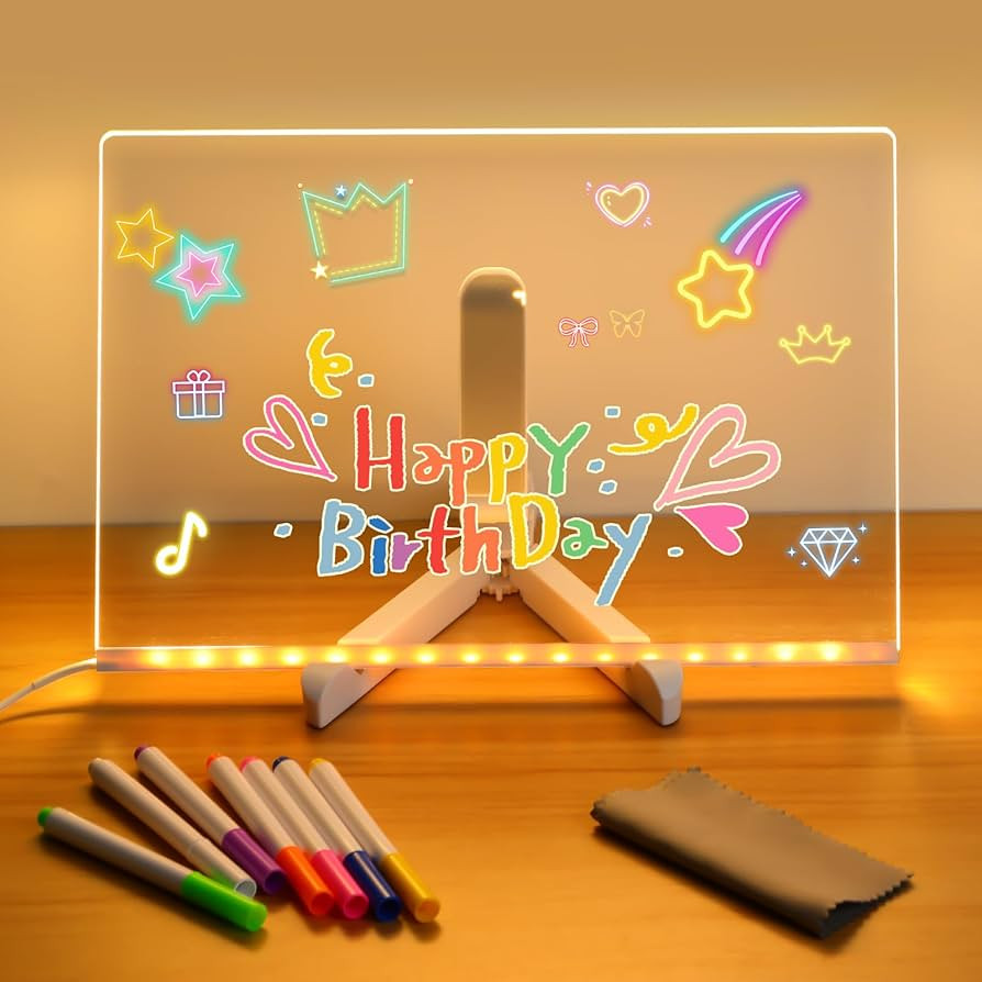 LED Note Board with Colors, 11.8"x7.9" Lighted Acrylic Message Board, Light Up Dry Erase Board wi... | Amazon (US)