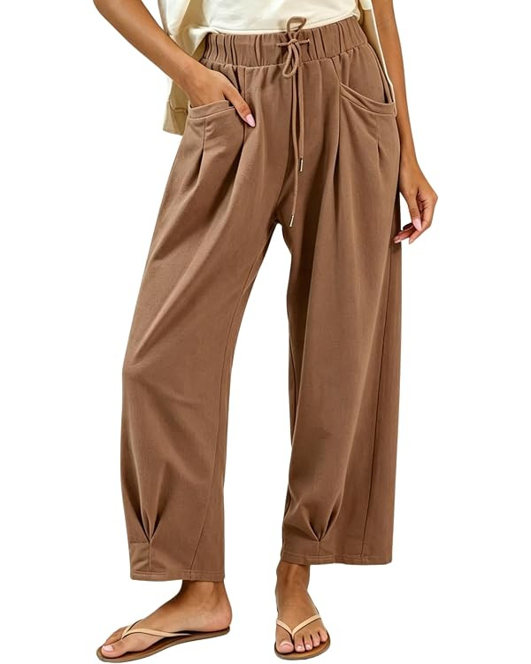 Elastic drawstring waist, side pockets, pleated ankle design, loose fit, all season wear, casual ... | Amazon (US)