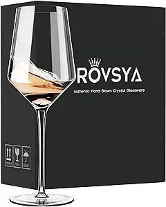 White Wine Glasses Set of 4- Modern Crystal Hand Blown Wine Glass-15 oz,Thin Rim,Long Stem,Perfec... | Amazon (US)