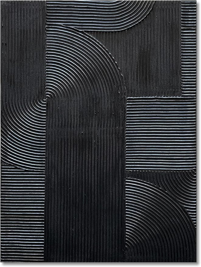 NANKAI Art Hand-Painted Black Modern Minimalist Art Painting Black Thick Texture Abstract Paintin... | Amazon (US)
