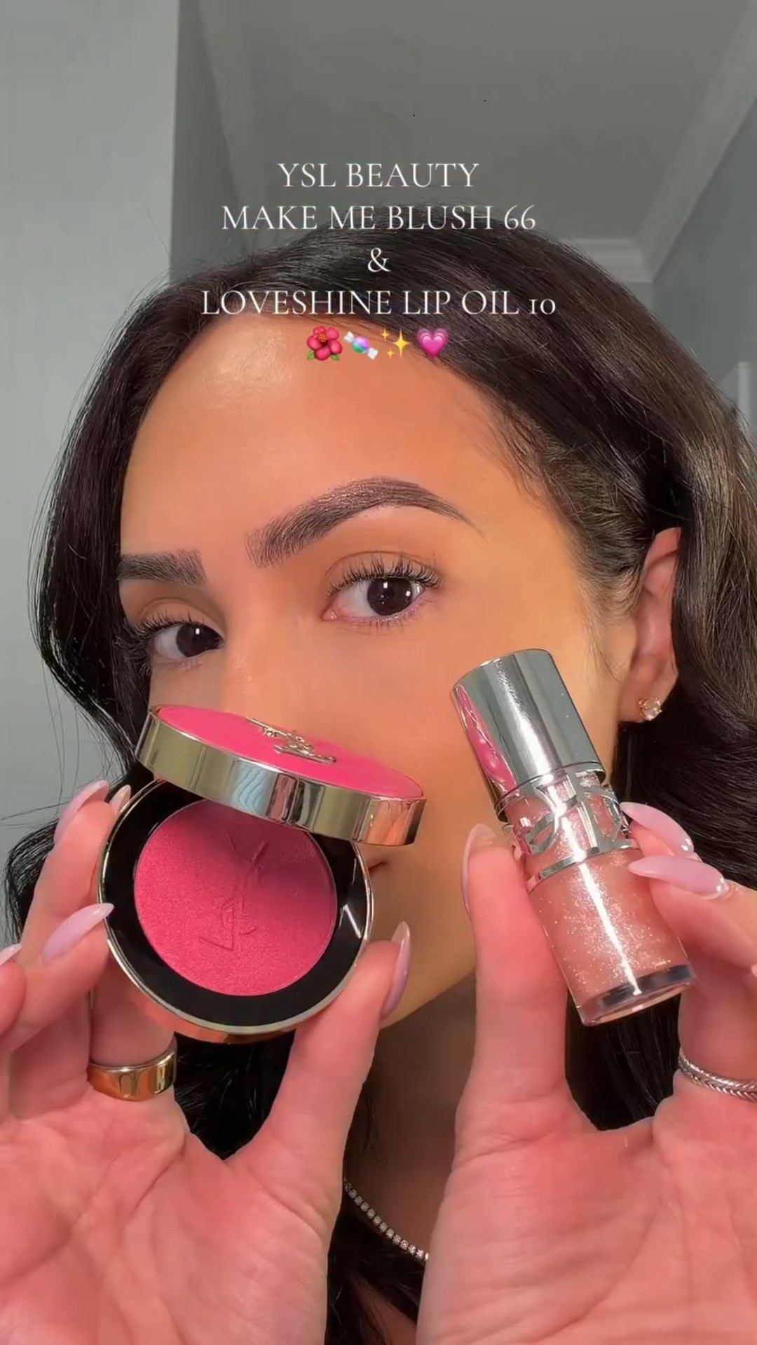 Bubblegum flush🍬💗 @yslbeauty #makeup #yslbeauty #blush #blushpink #lipgloss