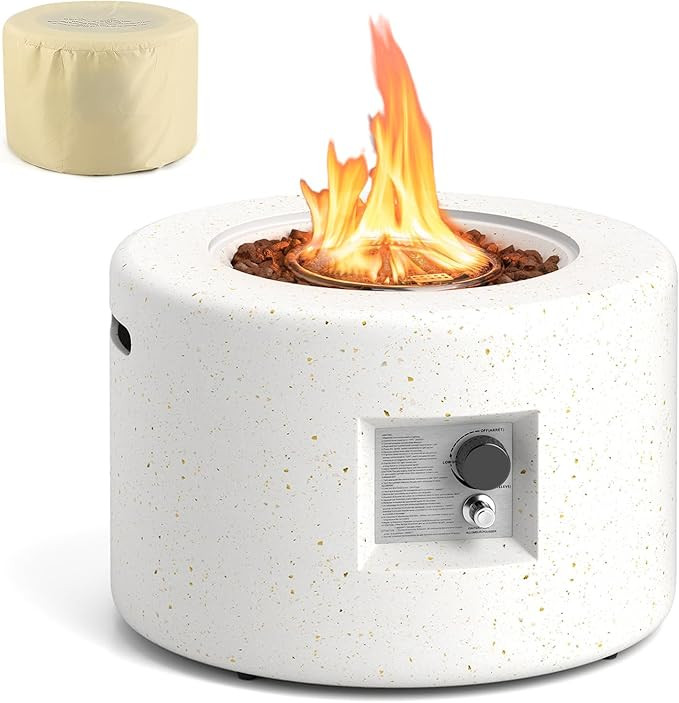 Tangkula Propane Fire Pit Table, 25.5” Round Terrazzo Gas Fire Pit with Stainless Steel Burner ... | Amazon (US)