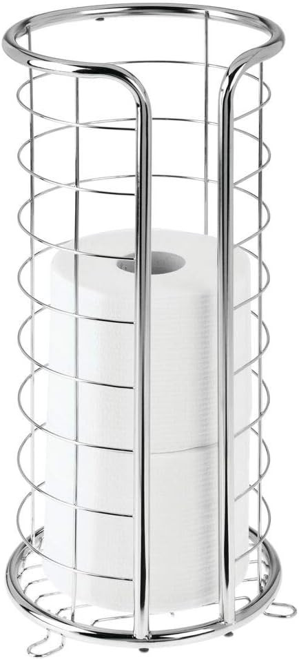 mDesign Metal Free Standing Toilet Paper Organizer Stand - 3 Rolls of Jumbo Toilet Tissue Storage... | Amazon (US)
