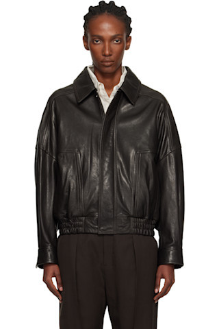 Brown Dalma Relaxed Leather Jacket | SSENSE