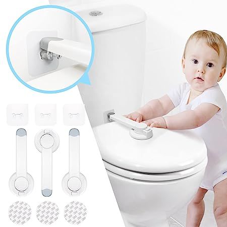 Toilet Lock Child Safety,Baby Proof Toilet Seat Lock with 3 Extra Strong 3M Adhesives,Fit for Mos... | Amazon (US)