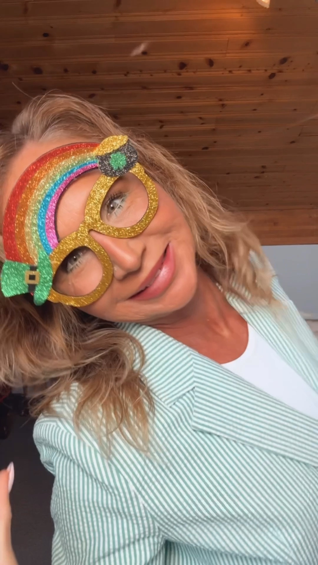 Happy St Patrick Day!! 
Short and blazer from Walmart shorts size 2, blazer small, bodysuit Amazon small, necklace Betsy Johnson, shoes size 6, white Coach purse .  Glasses the Dollar Store 

#LTKOver40 #LTKPetite #LTKFestival