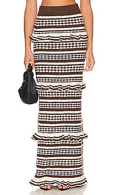 Tularosa Kaely Maxi Skirt in Brown & Ivory from Revolve.com | Revolve Clothing (Global)