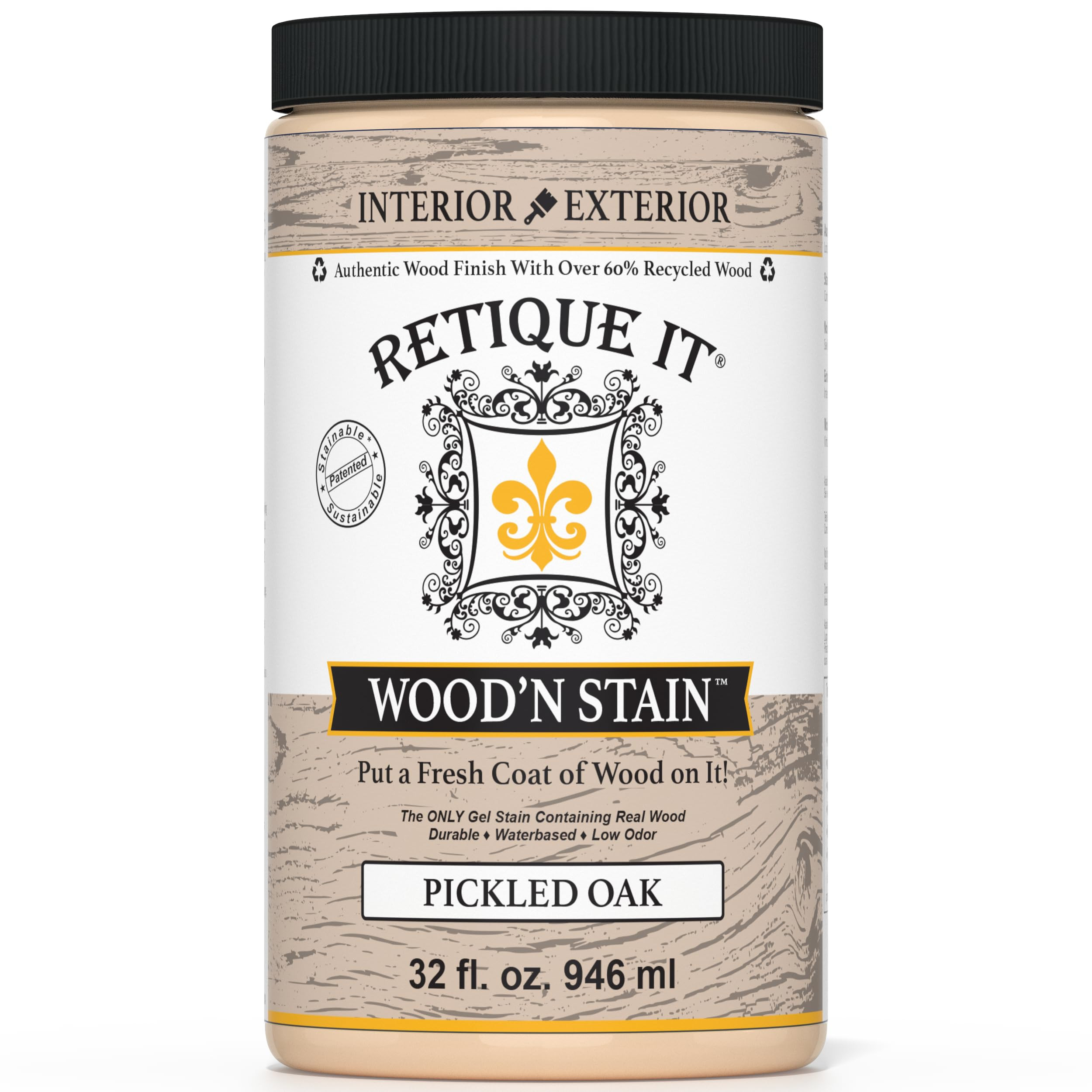 Retique It Wood'n Stain - Liquid Wood Gel Stain Interior/Exterior (32 oz (Quart), 70 Pickled Oak) | Amazon (US)