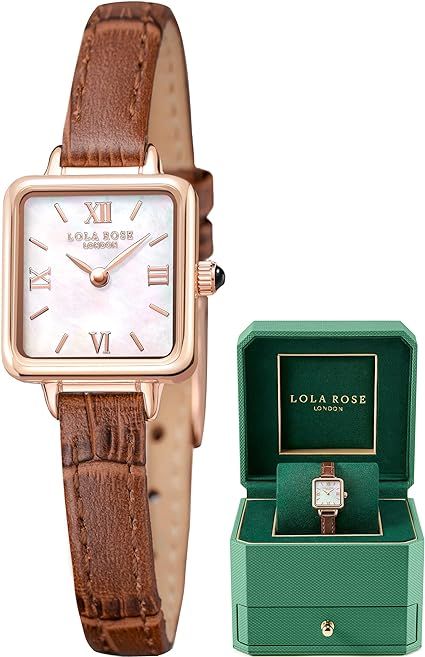 Lola Rose Dainty Watch for Women: Mother of Pearl Dial, Genuine Leather Strap, Wrapped by Stylish... | Amazon (US)