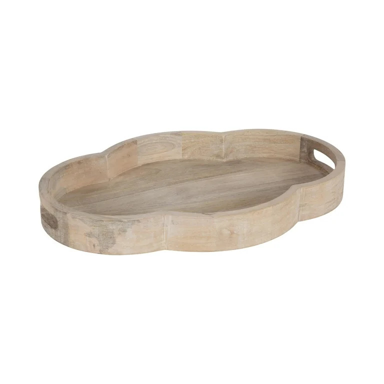 Kate and Laurel Winstead Decorative Rounded Oval Wood Tray, 20 x 14 x 3, Light Natural Wood, Scal... | Walmart (US)