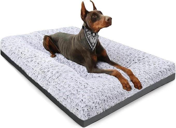 POCBLUE Deluxe Washable Dog Bed for Large Dogs Dog Crate Mat 35 Inch Comfy Fluffy Kennel Pad Anti... | Amazon (US)