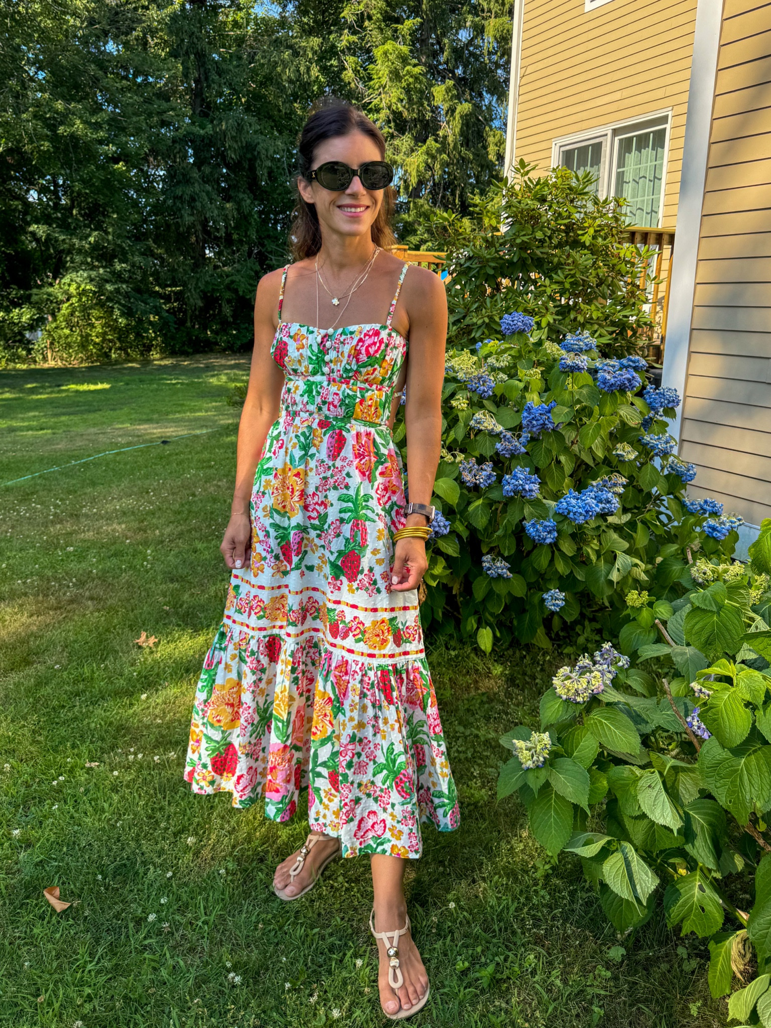knee length dresses for ladies Off-White Flowerful Birds Lenzing™ Ecovero™ Euroflax™ Midi Dress – FARM Rio