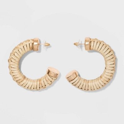 Straw Hoop Earrings - A New Day™ Natural | Target