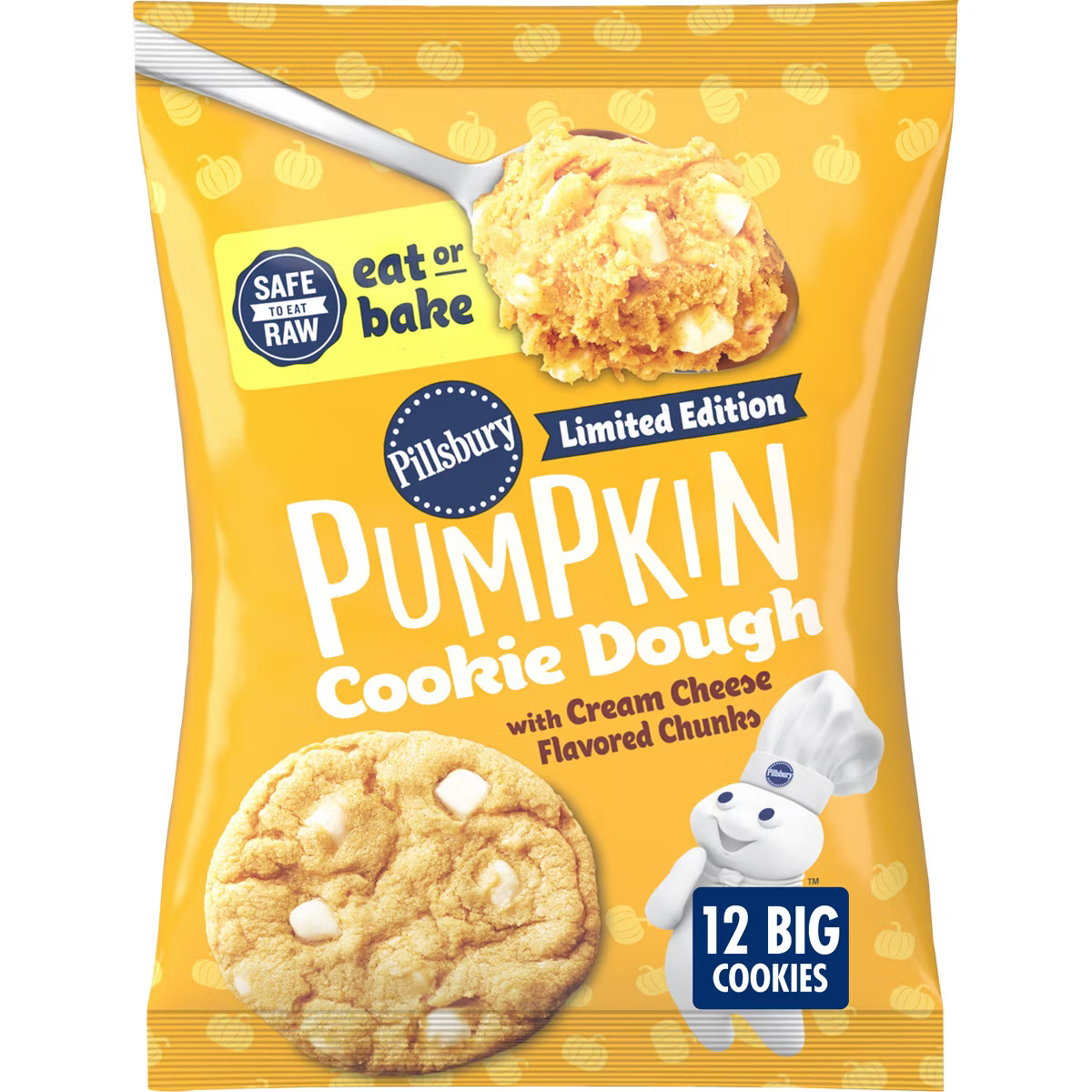 Pillsbury Ready-to-Bake Pumpkin Cookie Dough with Cream Cheese Flavored Chips - 14oz/12ct | Target