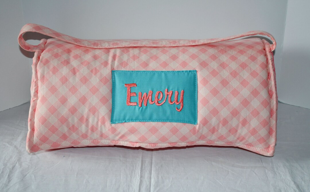 Coral Blush Gingham Plaid Kids Nap Mat With Coral Minky Dot Blanket, Personalized Preschool Kinde... | Etsy (US)