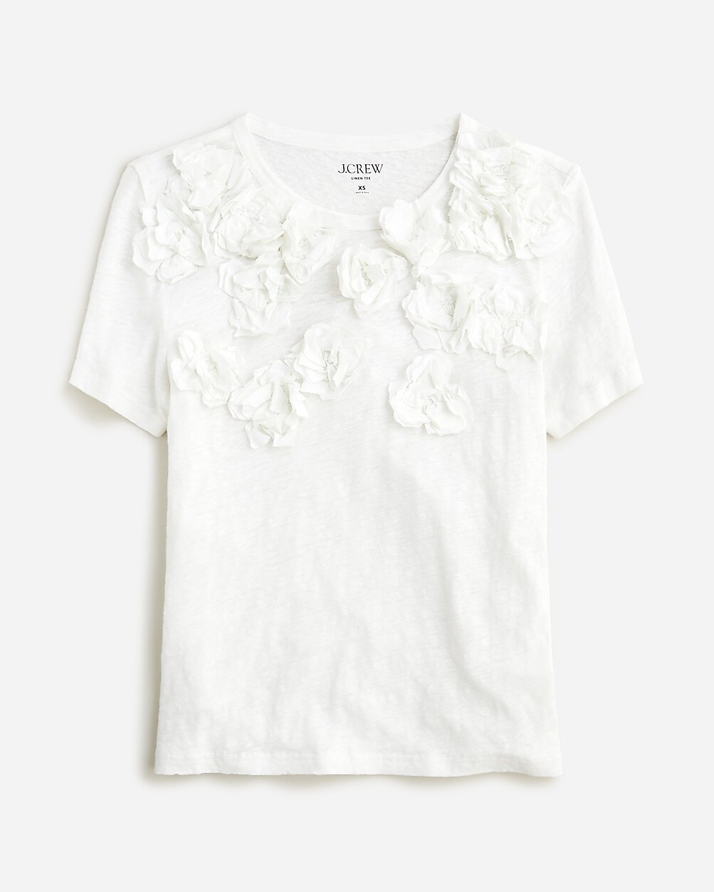 Relaxed linen tee with floral appliqués | J. Crew US