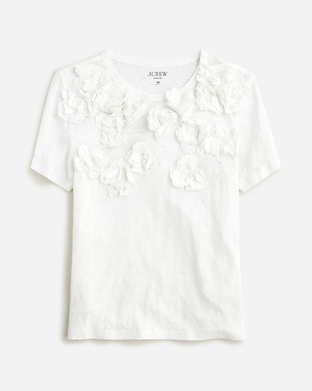 Relaxed linen tee with floral appliqués | J.Crew US