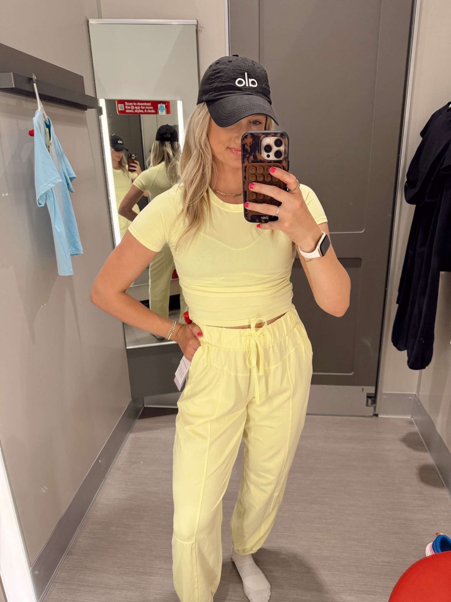 Free people look alike // target lounge set // butter yellow // mom fashion // jogger pants 