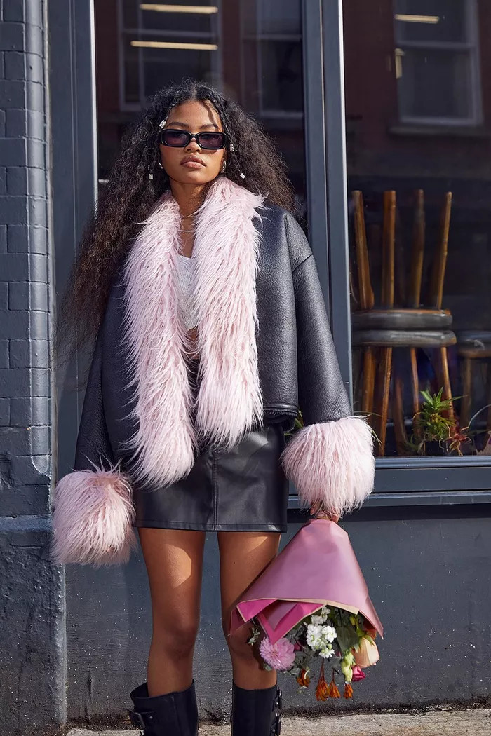 Faux Fur Trim Leather Jacket | boohoo (US & Canada)