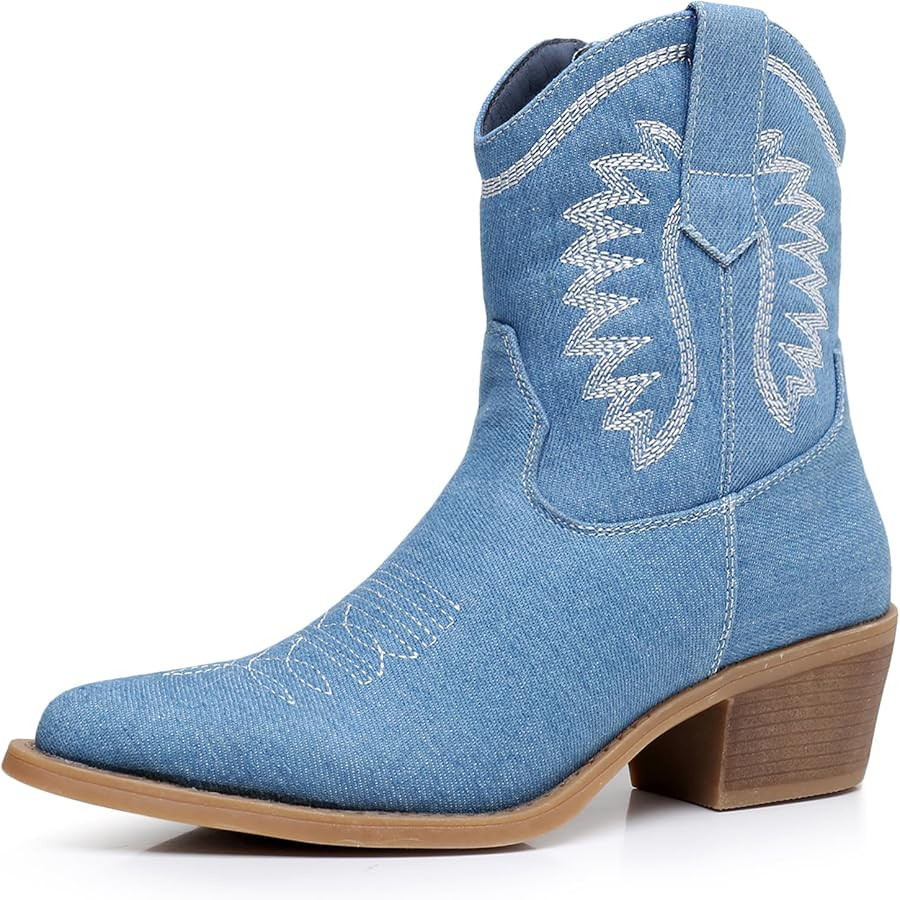 GLOBALWIN Women's Western Charm Cowgirl Boots Mid Calf Comfy Cowboy Boots For Women With Pointed ... | Amazon (US)