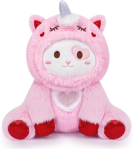 Leokawin Cat Stuffed Animal Valentine Plush, Cute Unicorn Cat Plush Toy, Kawaii Valentine's Day S... | Amazon (US)